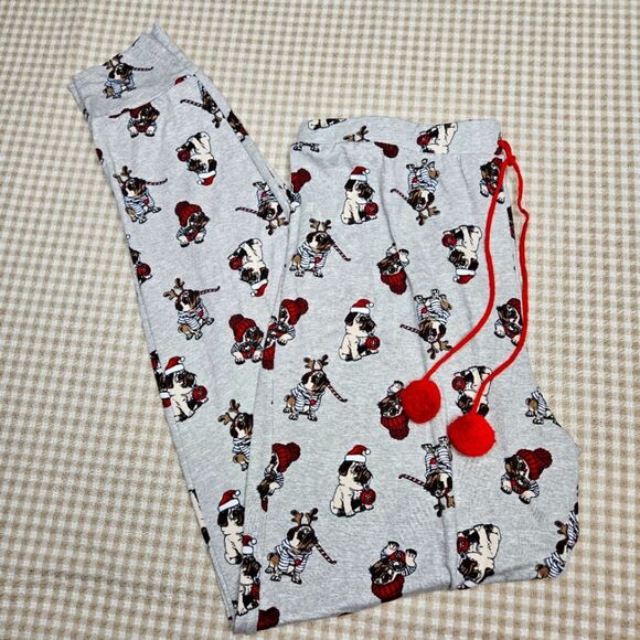 Santa's Treasures Christmas Dressed Pug Dogs Pull On Loungewear Pajama Pants - Picture 1 of 12